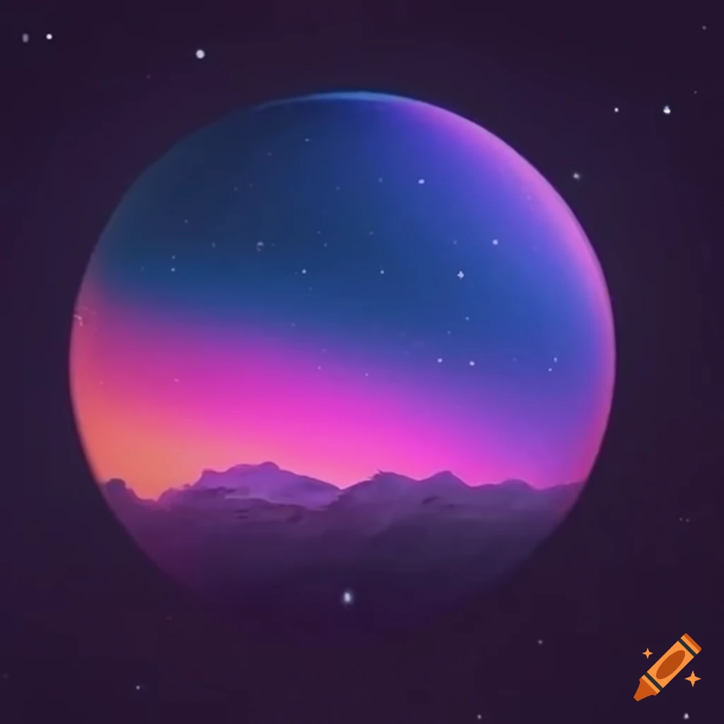 Cosmic synthwave artwork with pastel colors