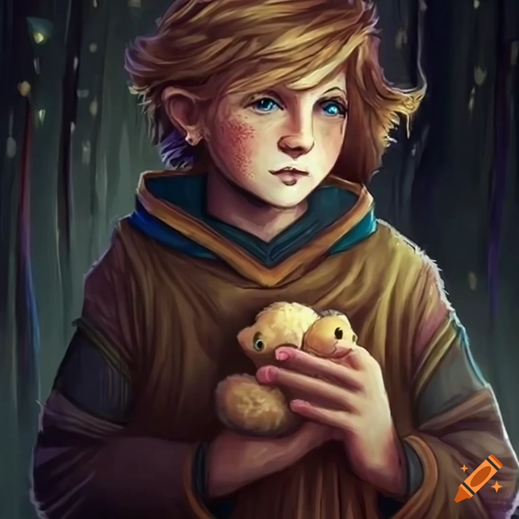 illustration of a boy with tousled brown hair and a teddy named Jasper