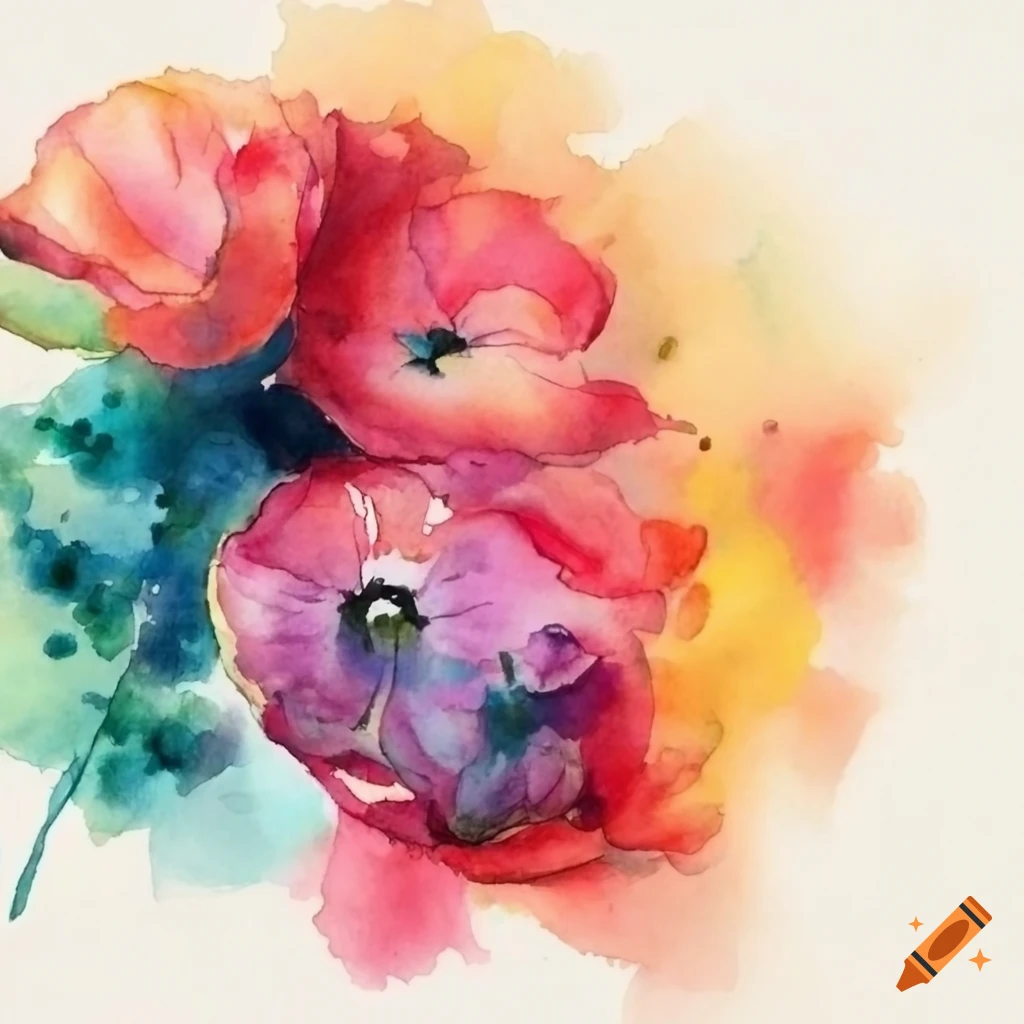 colorful watercolor flowers