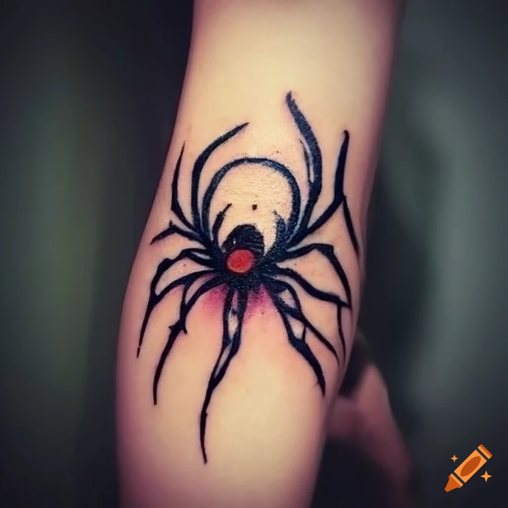 Spiderman tattoo located on the inner arm, black and