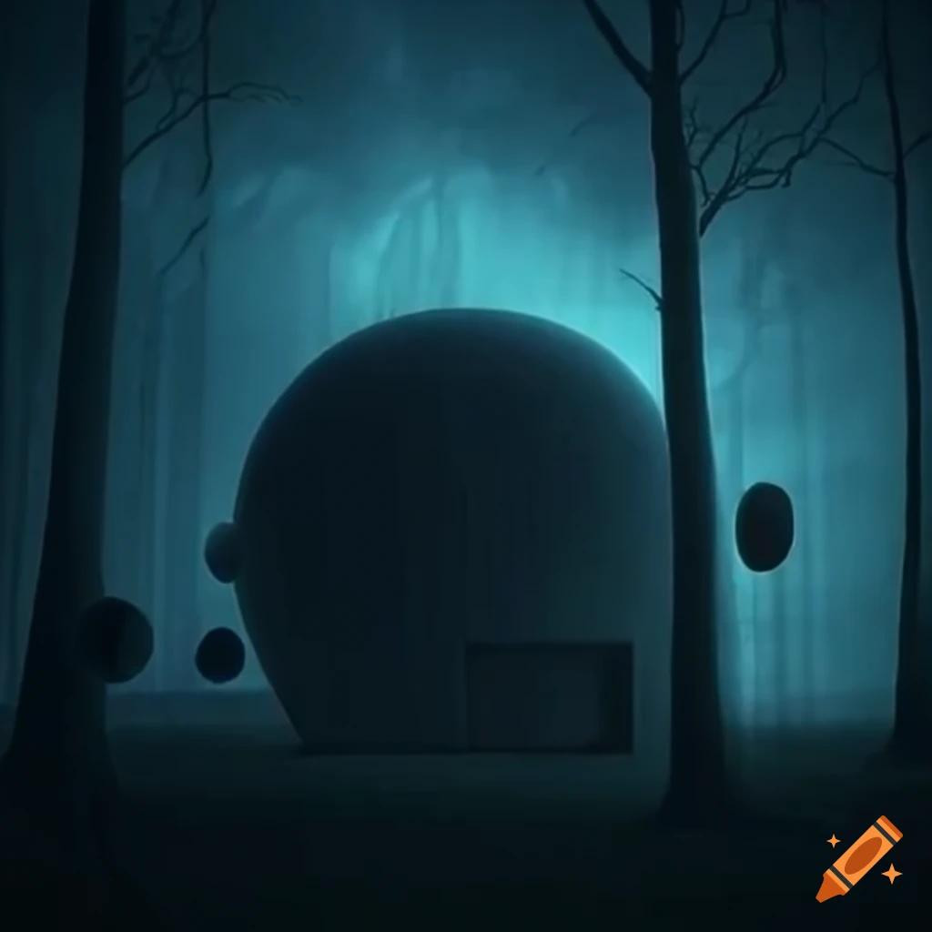 illustration of black bubbles as homes in a fantasy world