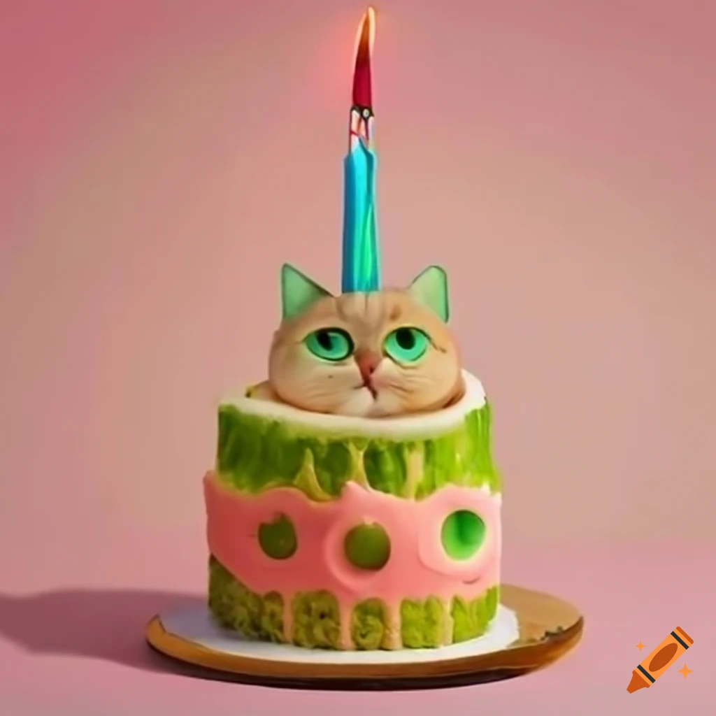 Birthday cake with cat theme