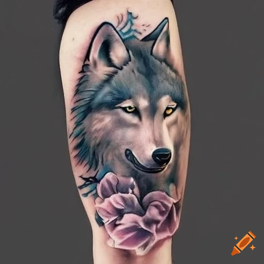 animated wolf tattoo on a woman's back
