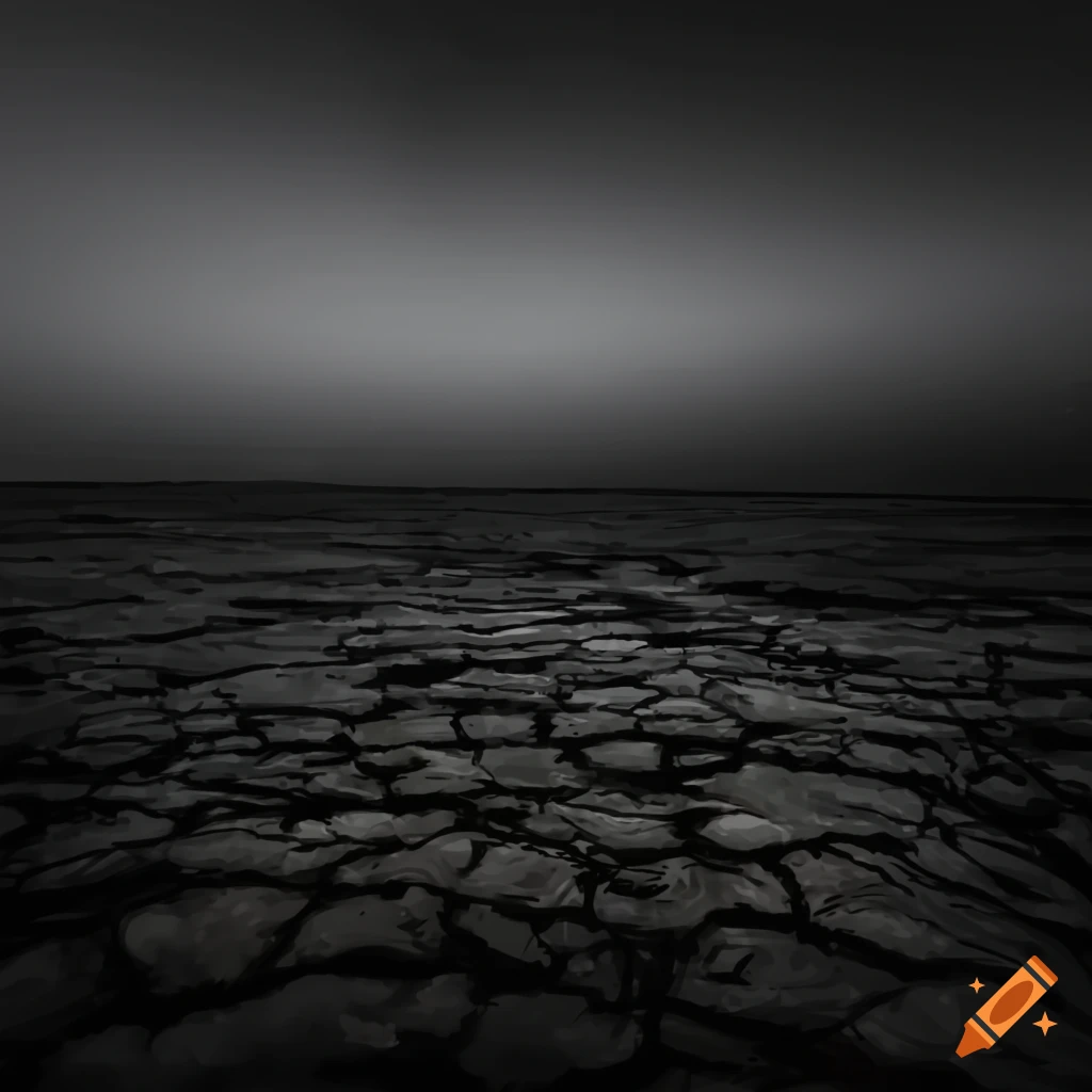 illustration of a desolate grey sky and bedrock ground