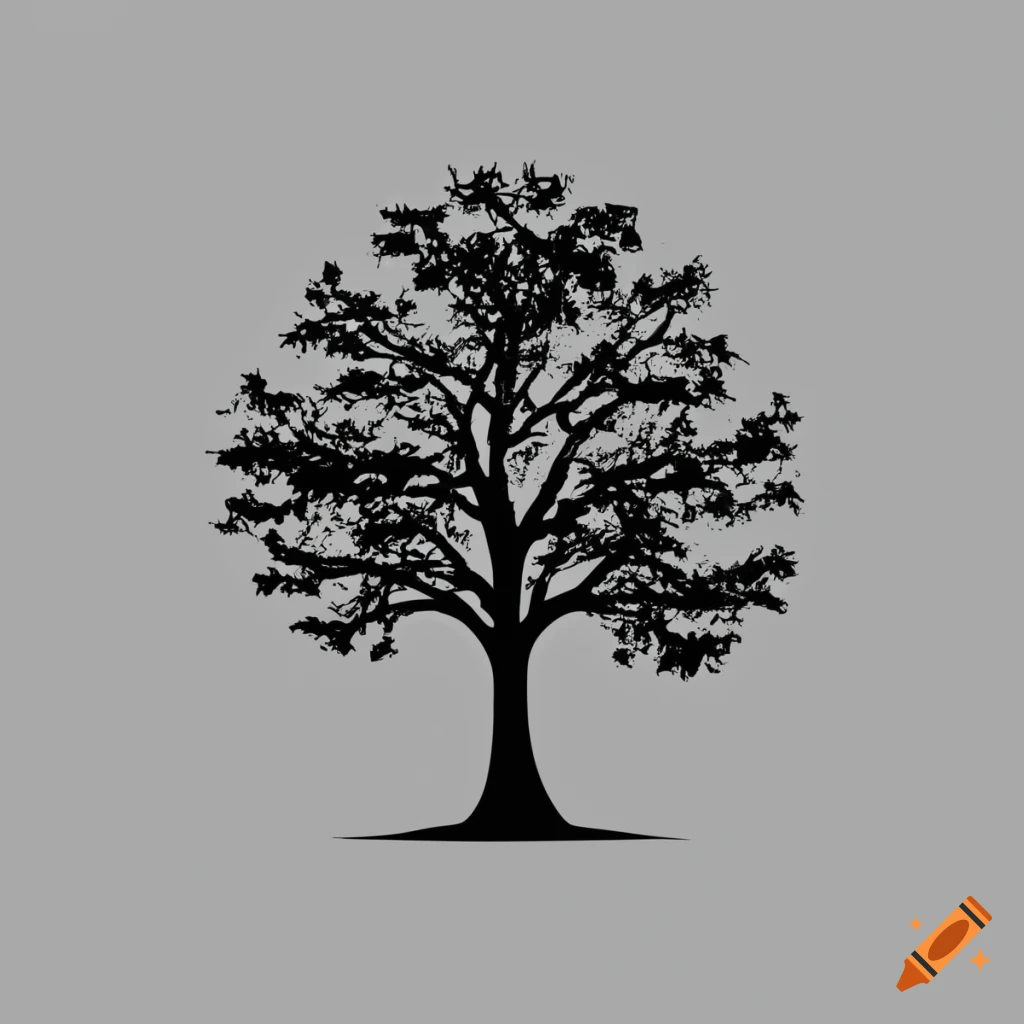 black and white oak tree logo
