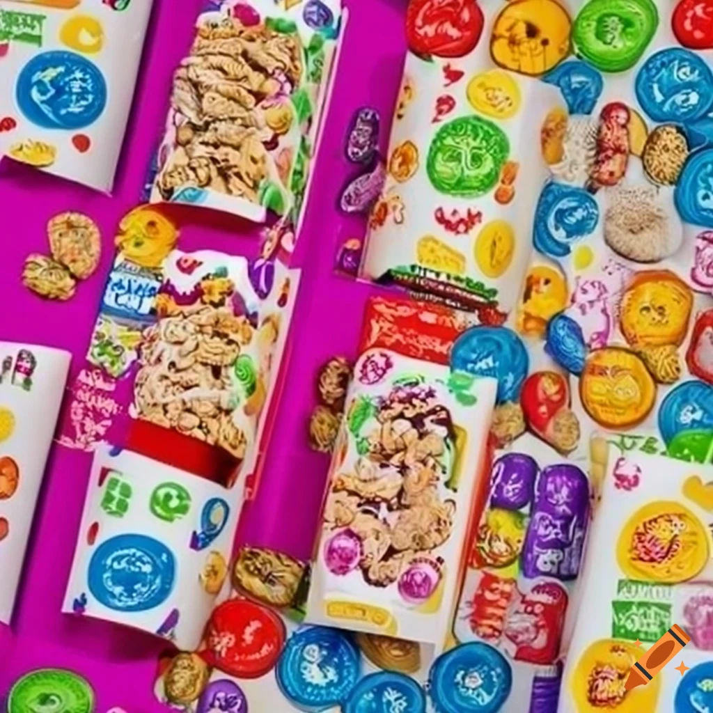 colorful cereal boxes with famous faces