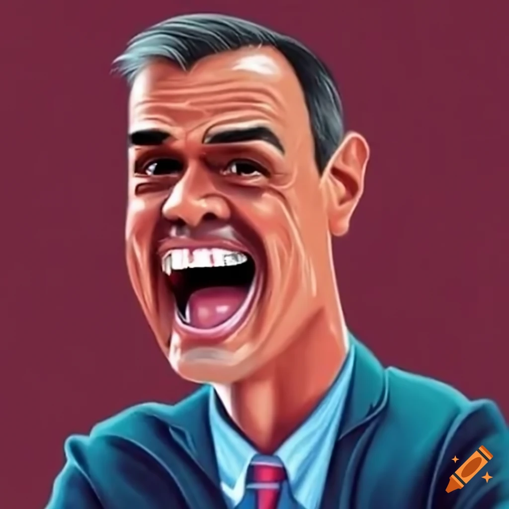 caricature-of-pedro-s-nchez-laughing-in-congress-on-craiyon