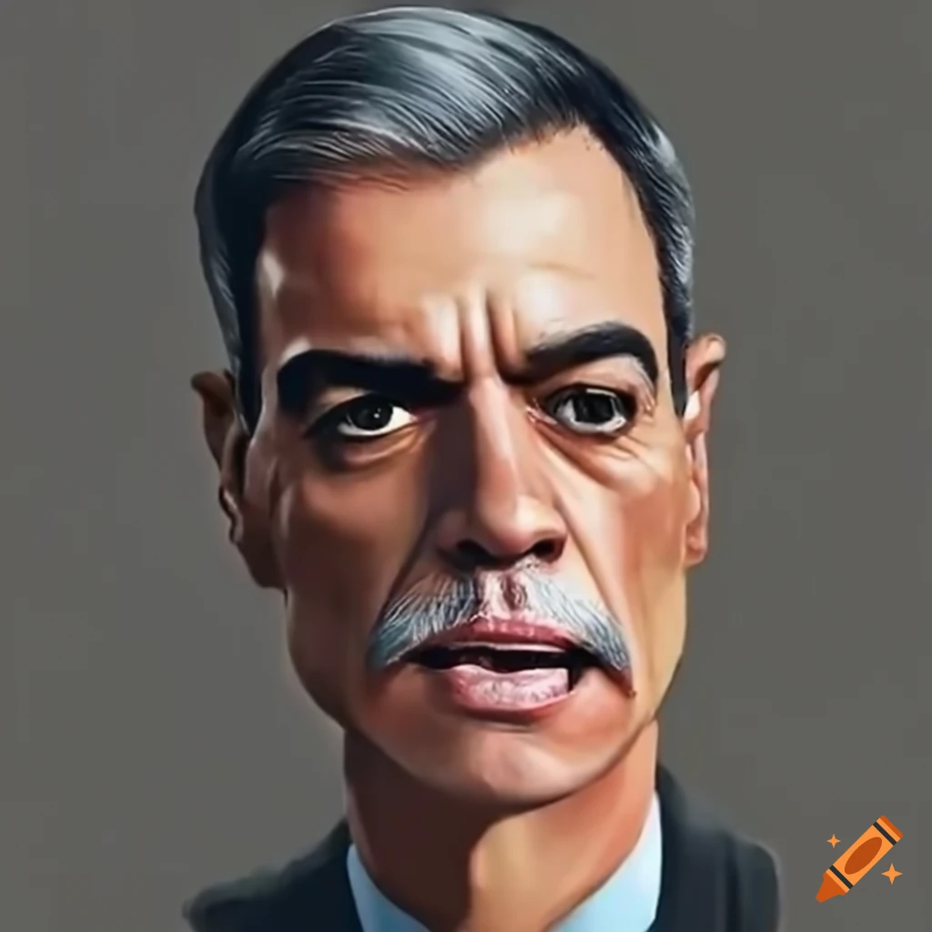 Pedro sanchez with a cantinflas like laughing face on craiyon