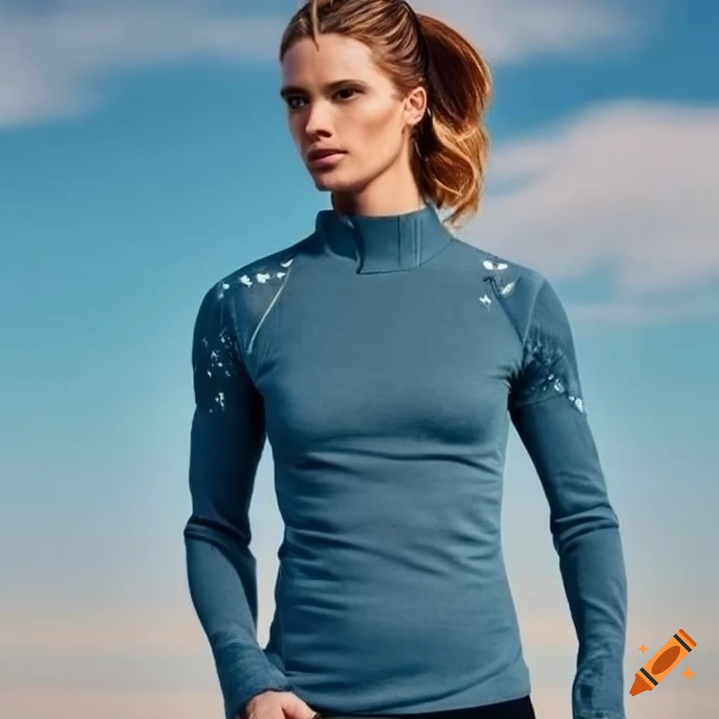 Stylish merino wool base layer with mountain patterns