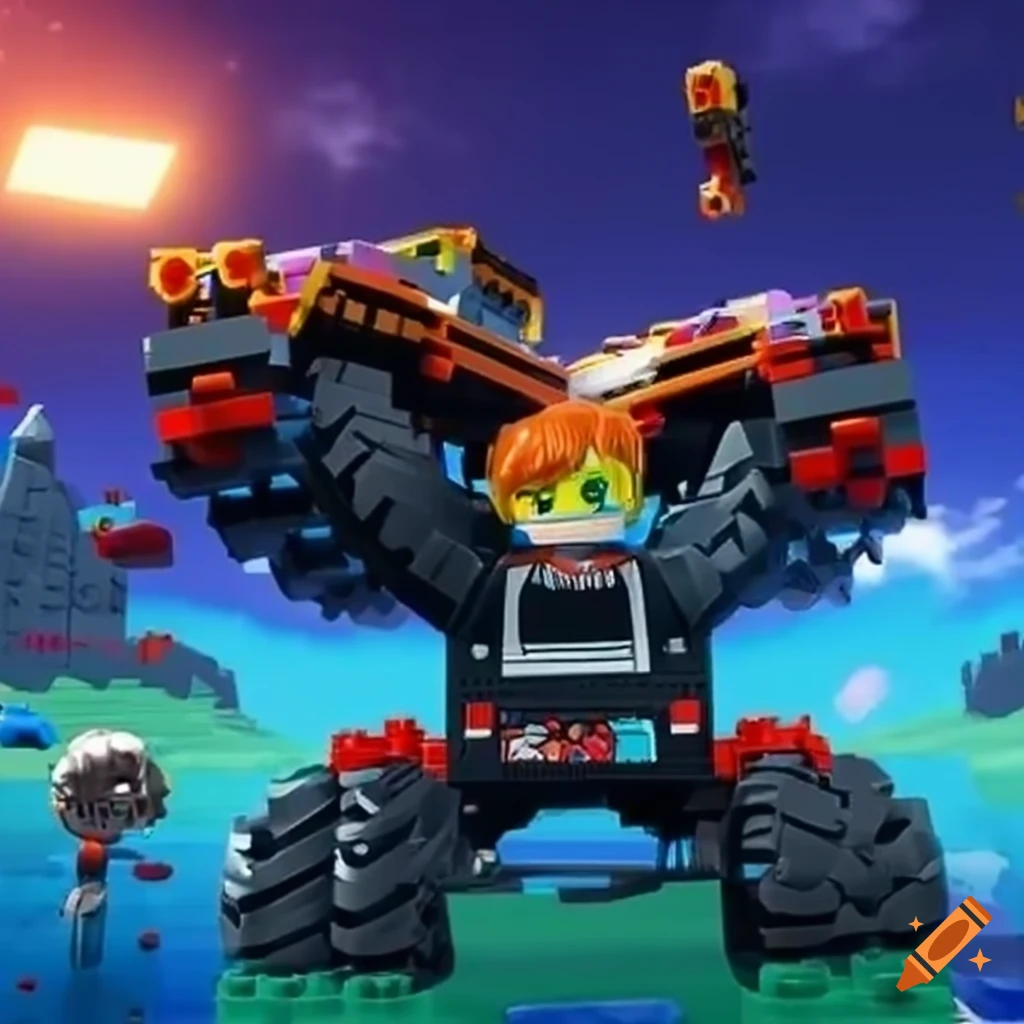 screenshot of a Lego monster truck video game
