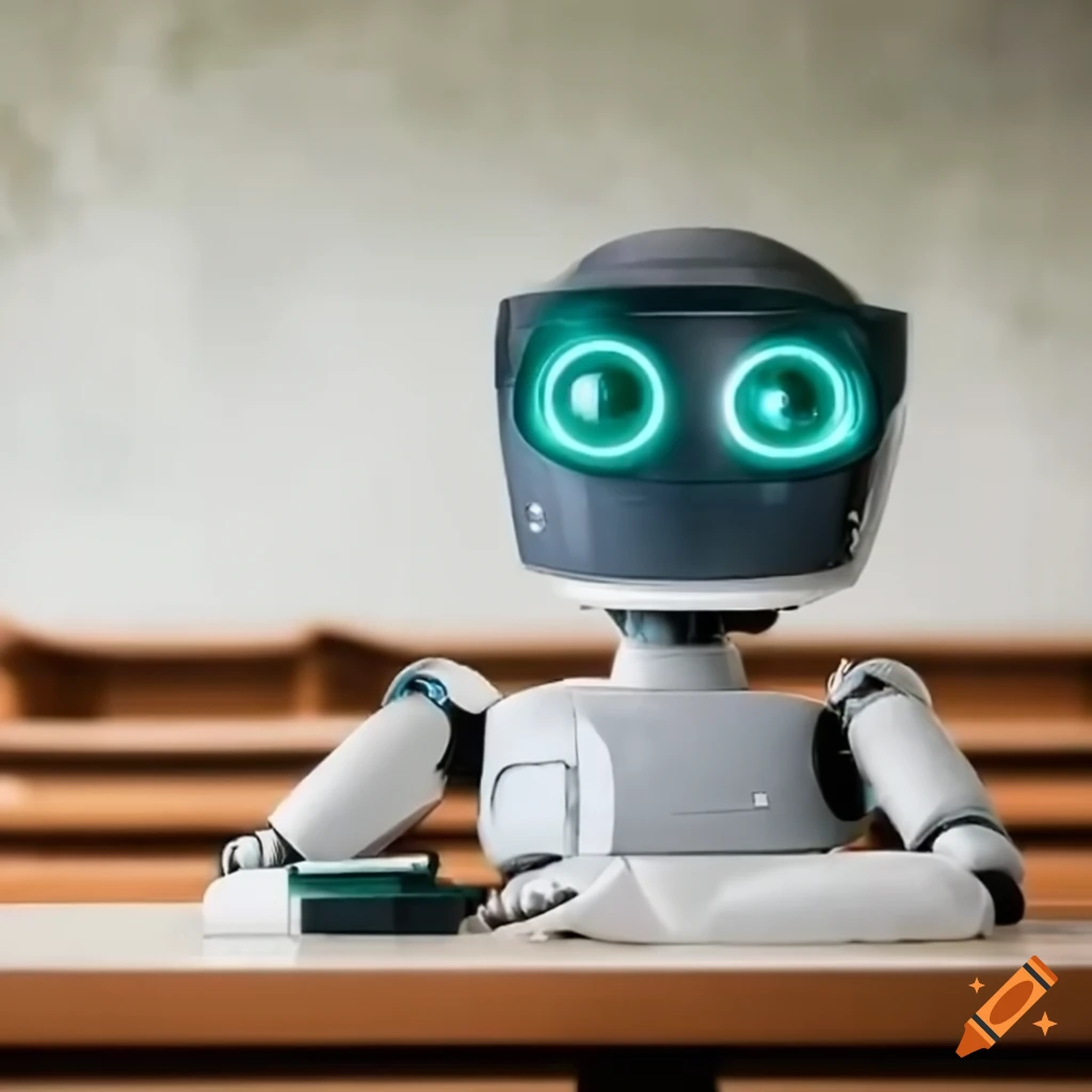 robot in front of a classroom