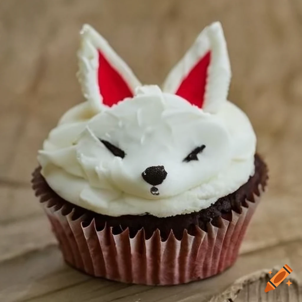 cupcake shaped like a white fox