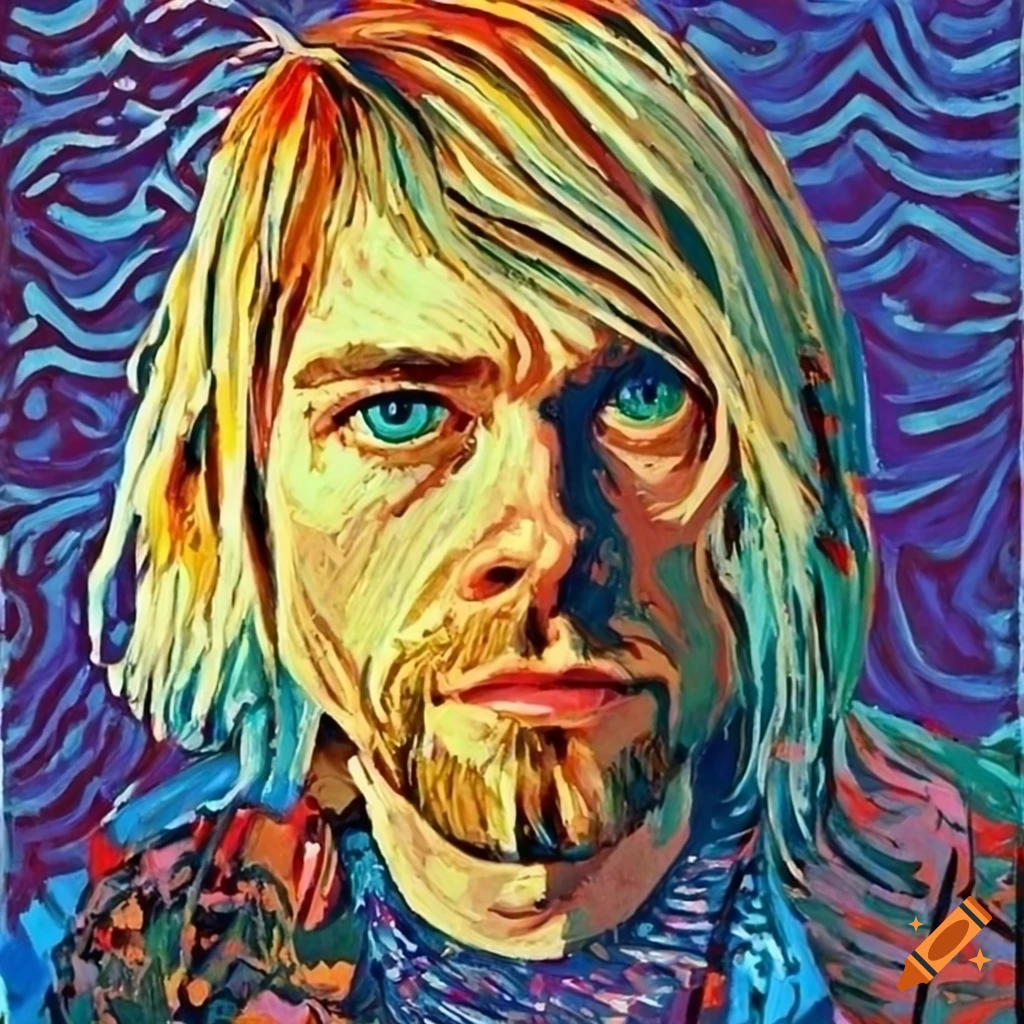 Kurt cobain portrait in van gogh style