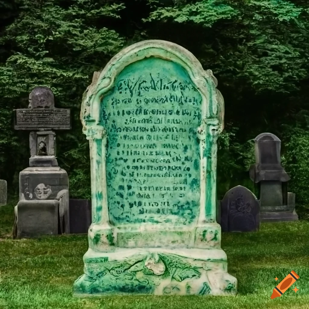 Ceramic headstone with radio on top