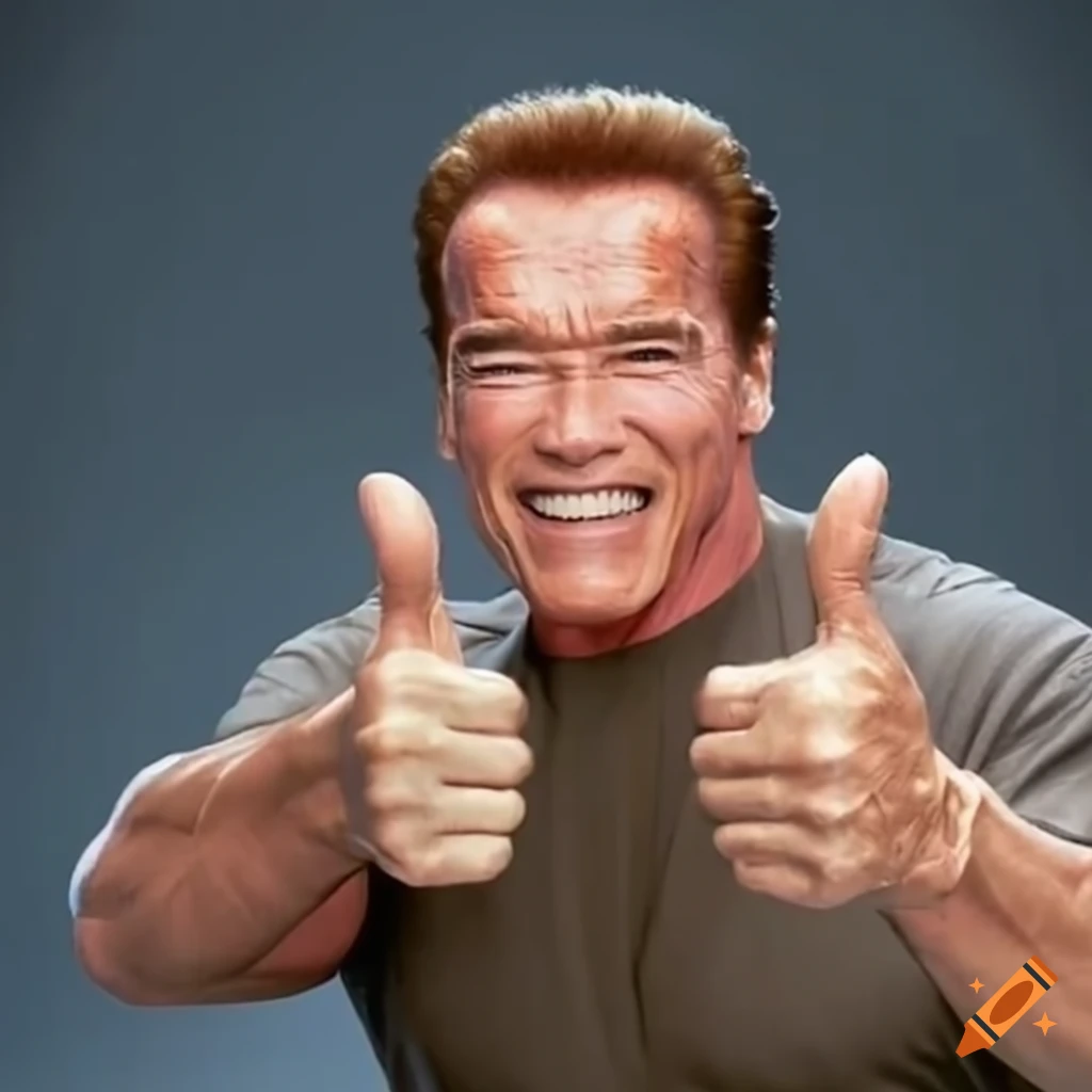Arnold Schwarzenegger giving a thumbs up