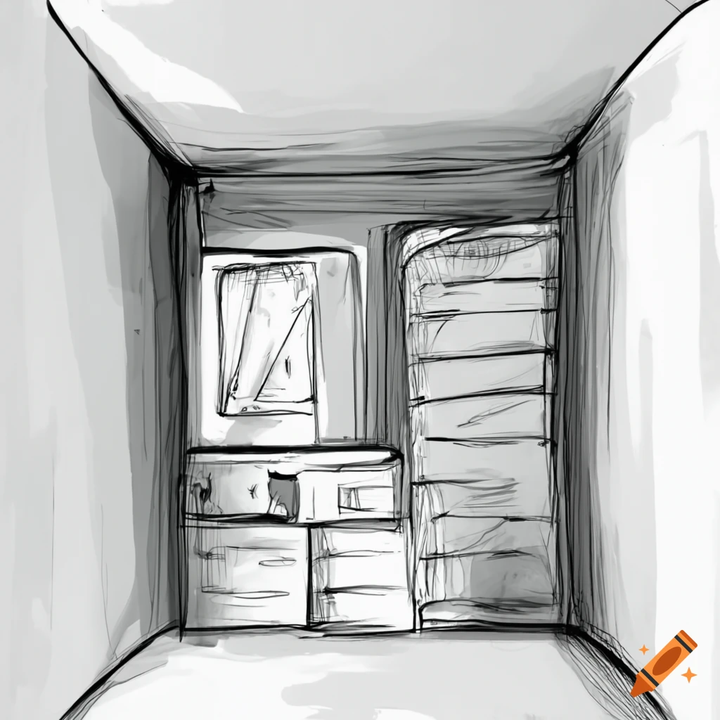 Sketch of a mediumsized box room on Craiyon