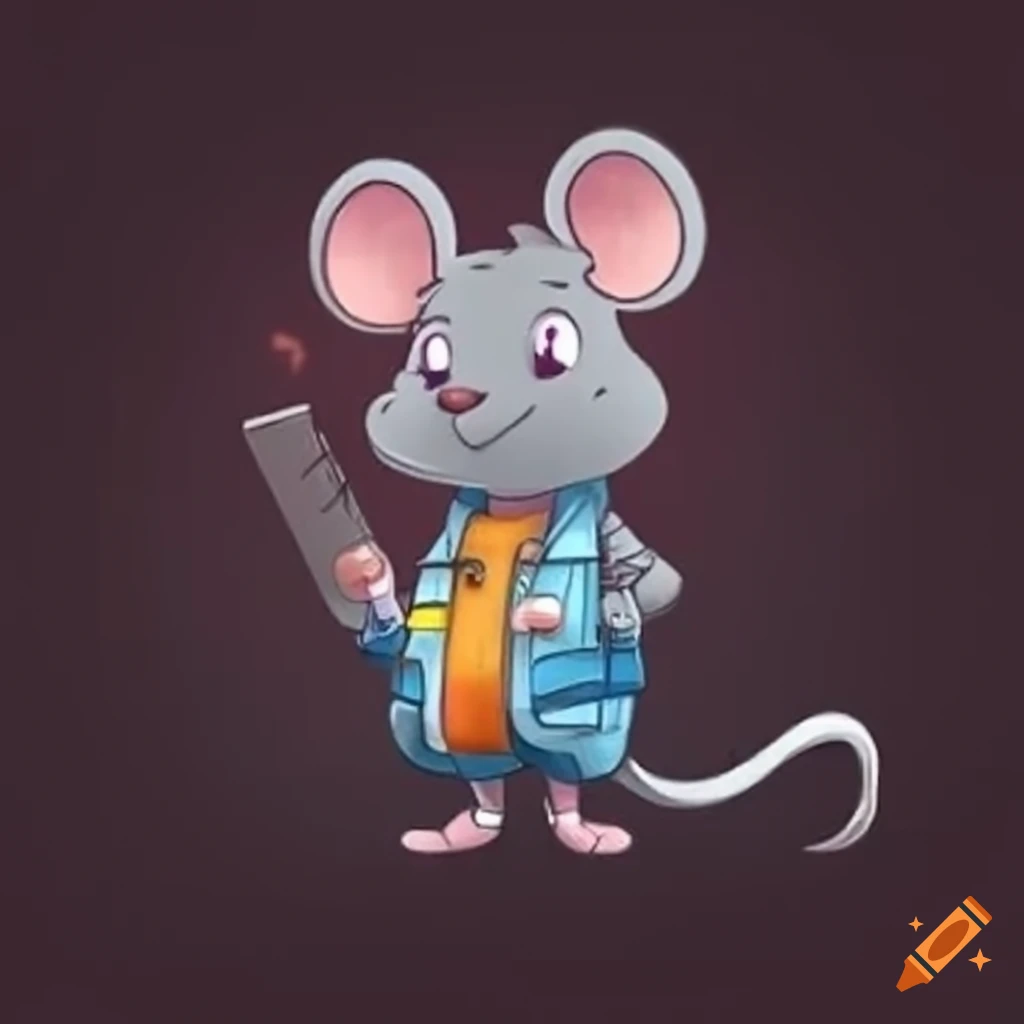 cute cartoon engineer in cyberpunk style