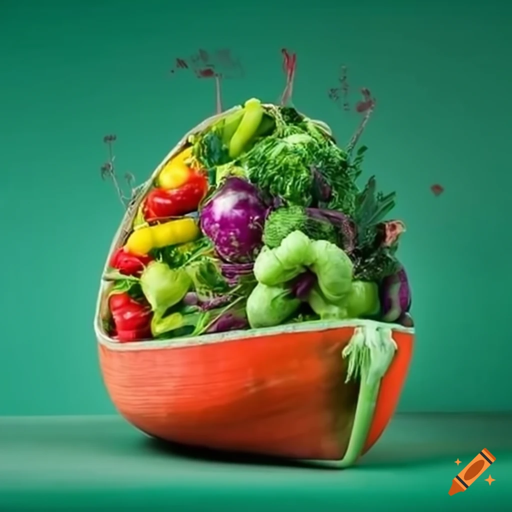 creative boat made of fresh vegetables