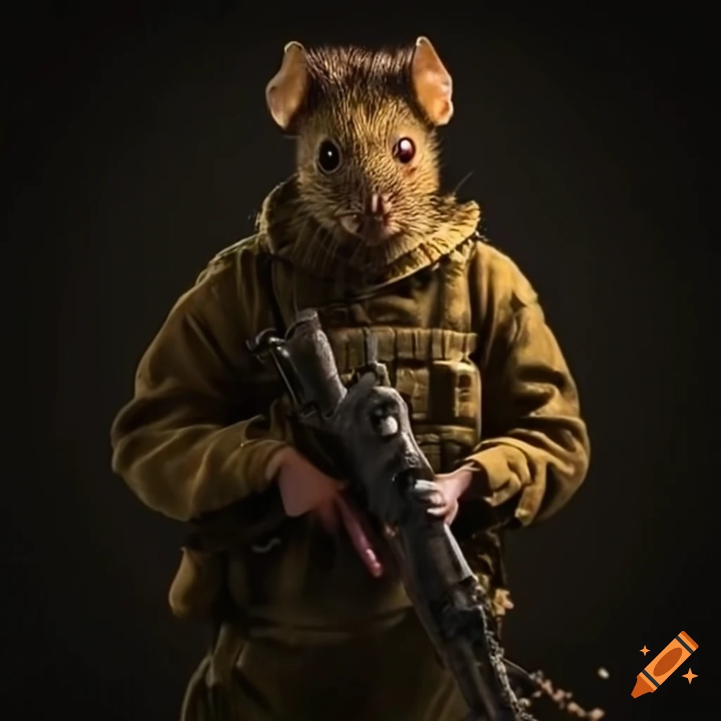 image of a rat in army attire