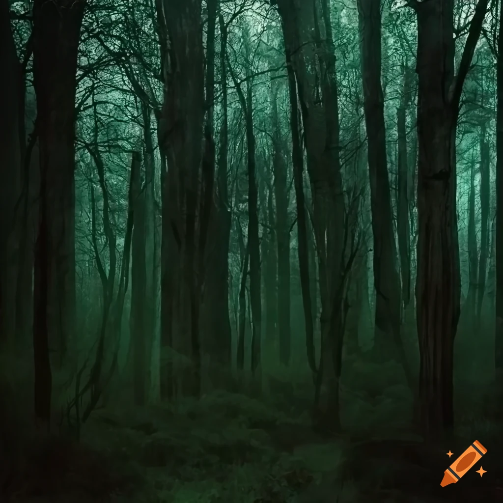 realistic night forest scenery