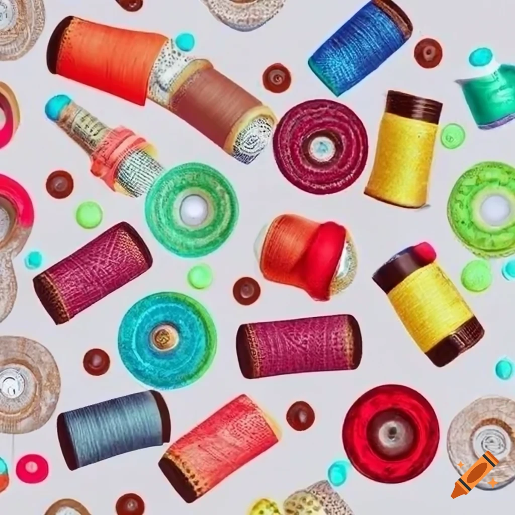 sewing supplies arranged in a horizontal pattern