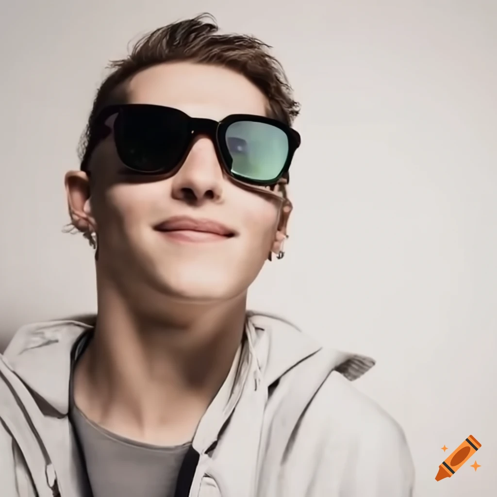 Man wearing upside down sunglasses on Craiyon