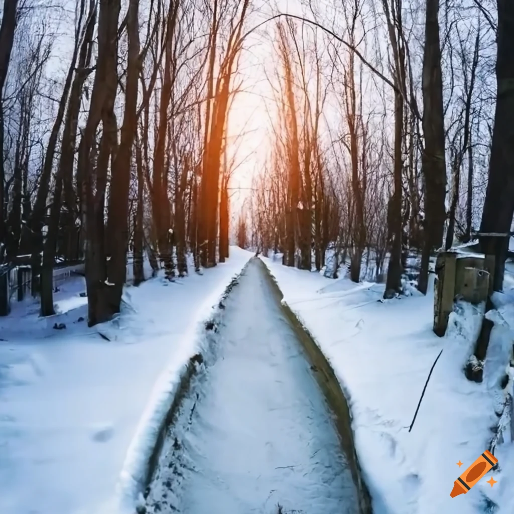 winding path in a Russian winter cemetery