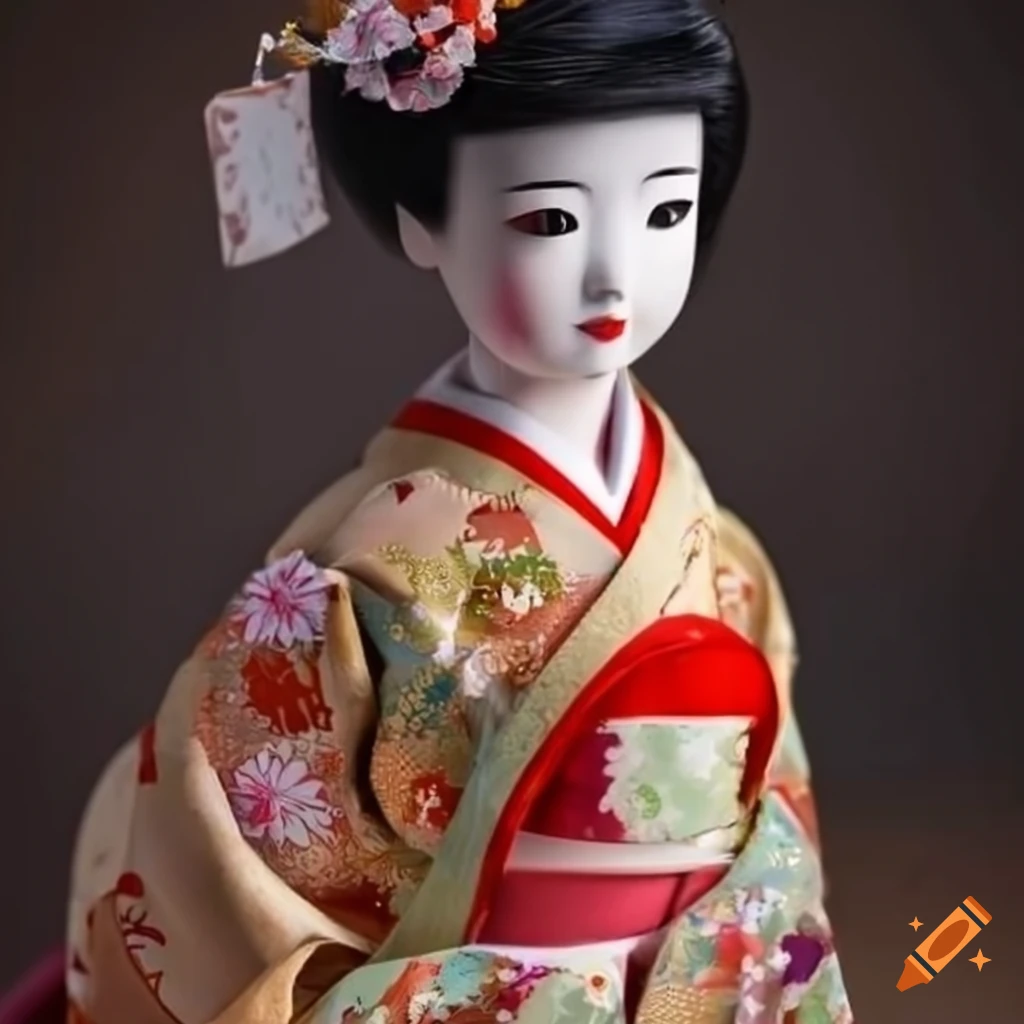 Traditional japanese doll of a girl on Craiyon