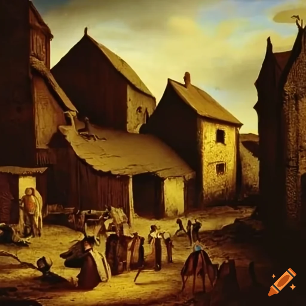 Image of a impoverished 1600s village