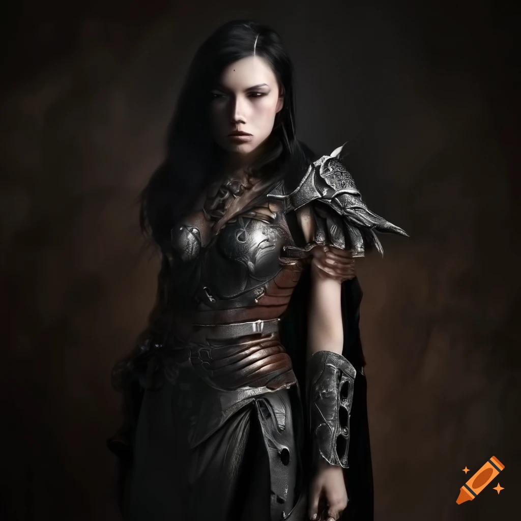 fantasy female warrior in dragon armor