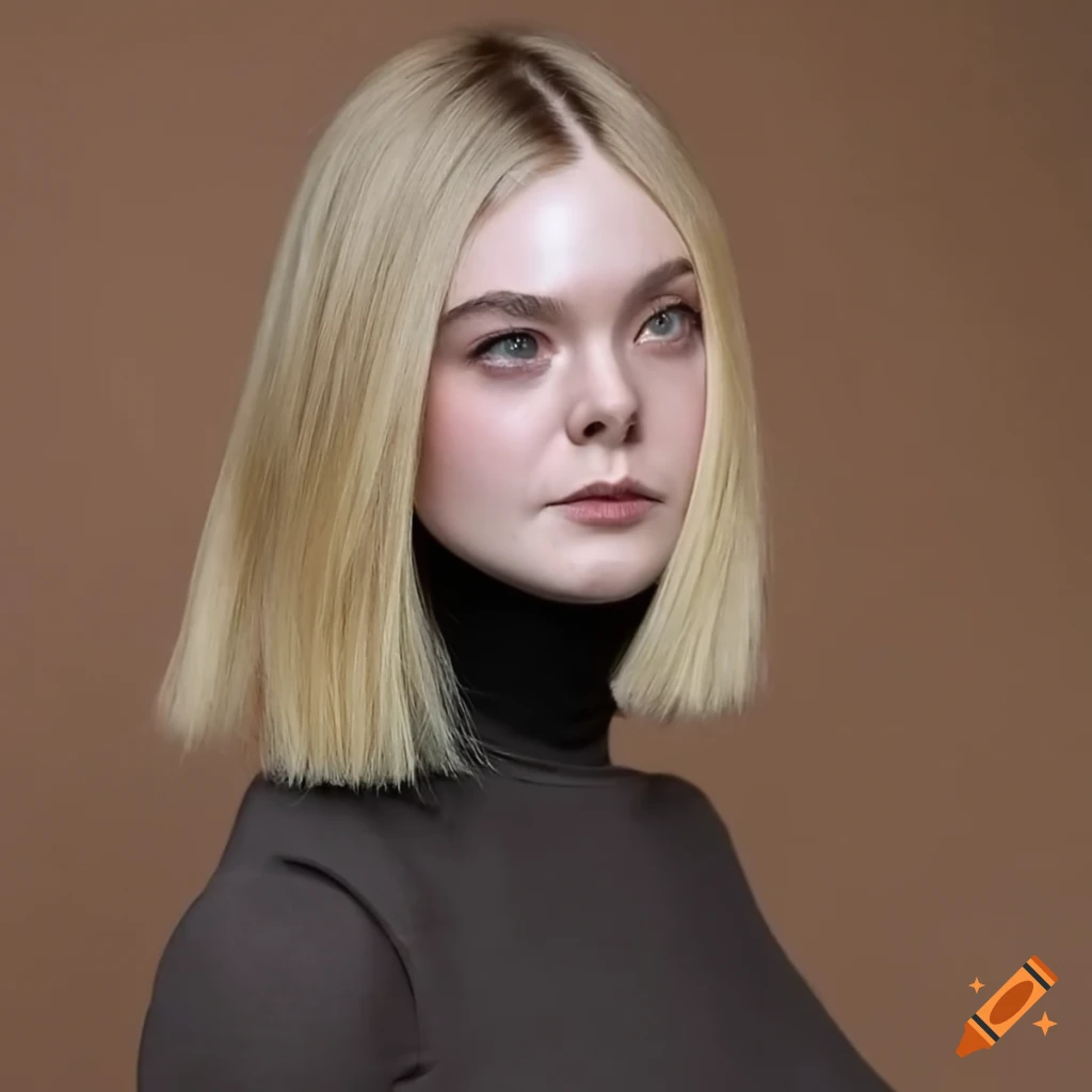 elle-fanning-with-a-straight-bob-haircut-and-black-turtleneck-on-craiyon