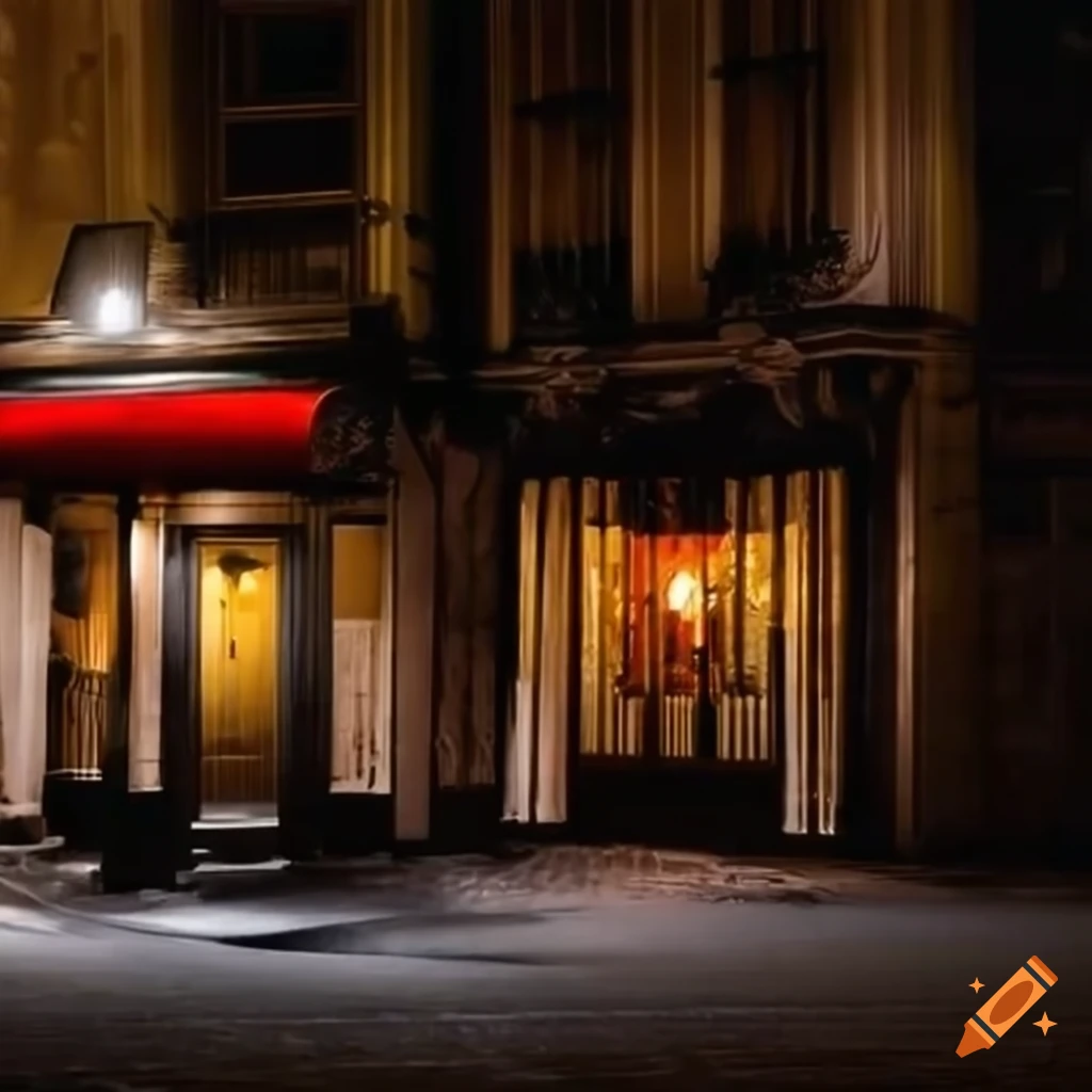 night view of an elegant restaurant facade