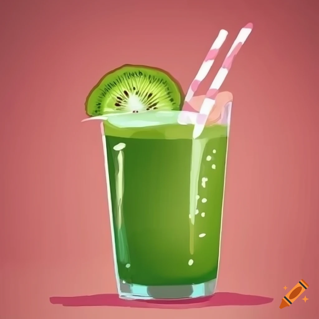 cocktail drawing made with kiwi