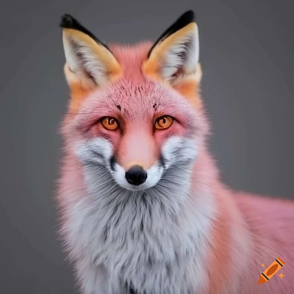 pastel pink fox with orange eyes
