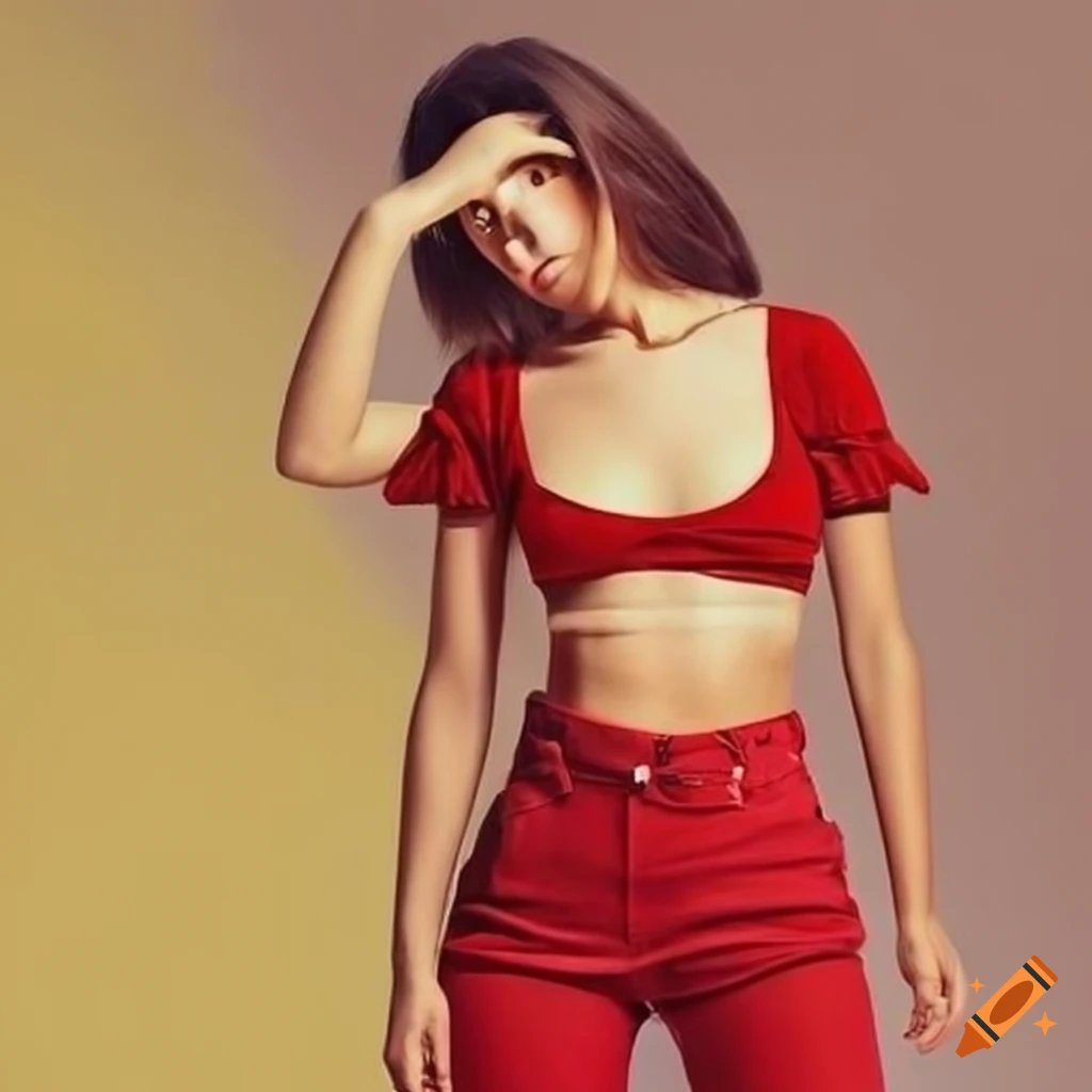 Red Skinny Jeans And Yellow Crop Top On Craiyon 2128