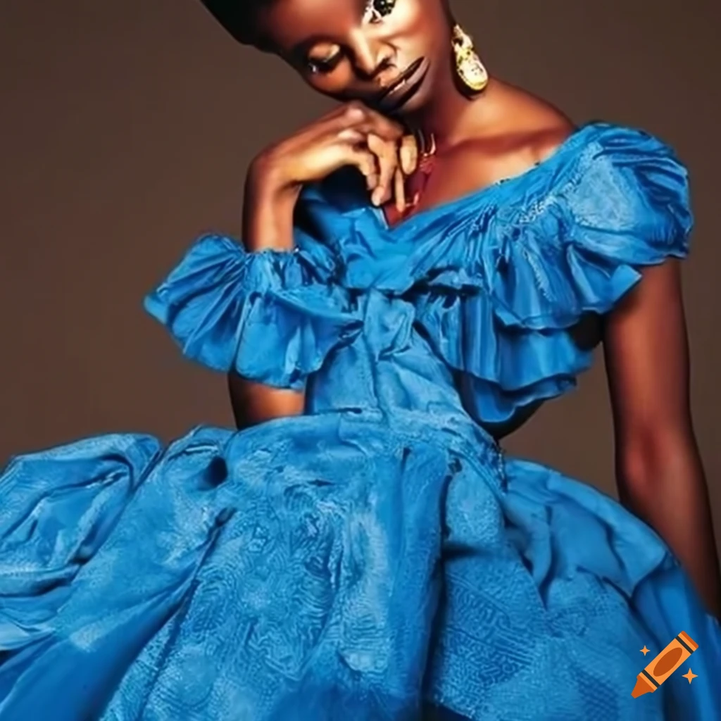 blue dress being sewn by African fashion designers