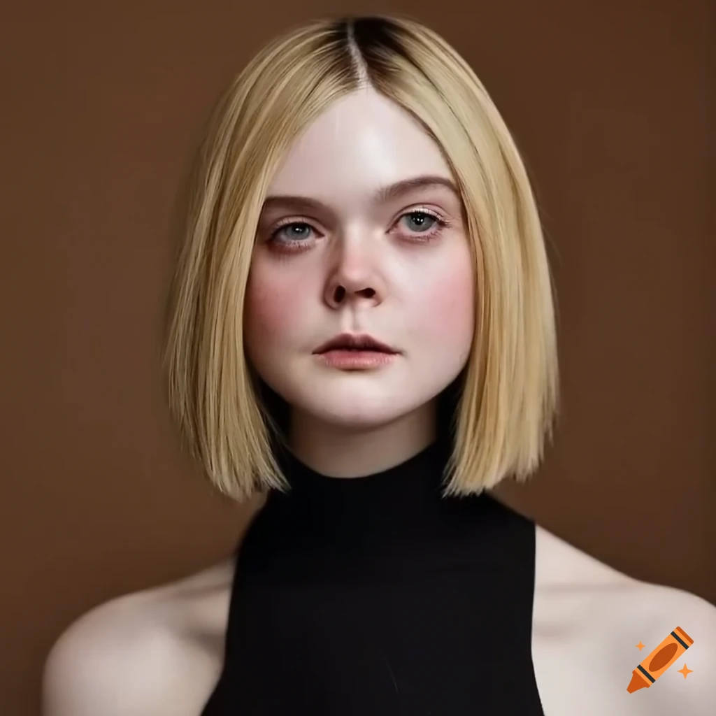 Elle fanning with a straight bob haircut