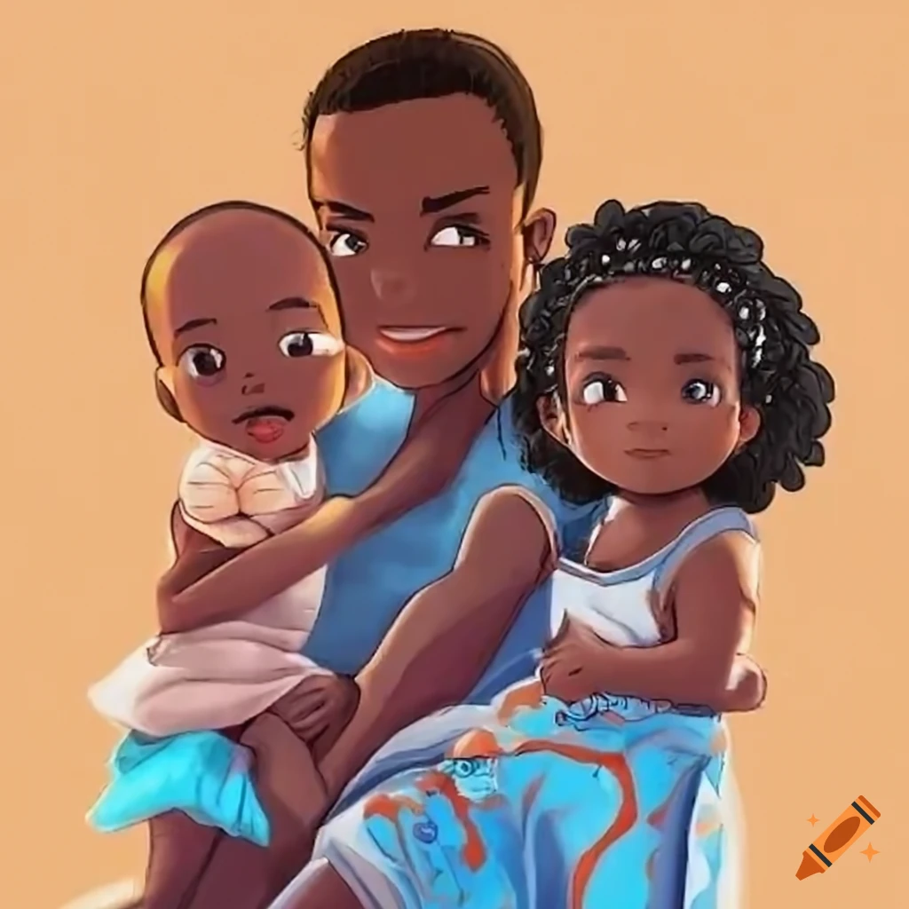 African father with his children