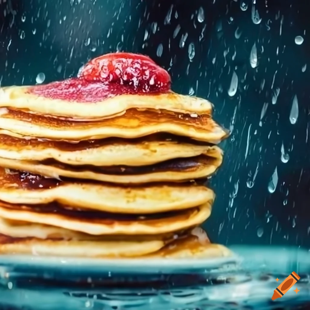 Pancakes with raindrops on a plate