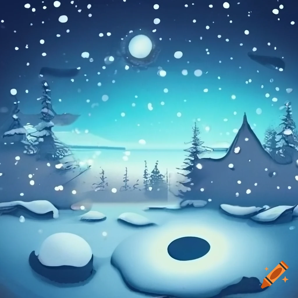 winter landscape with holes