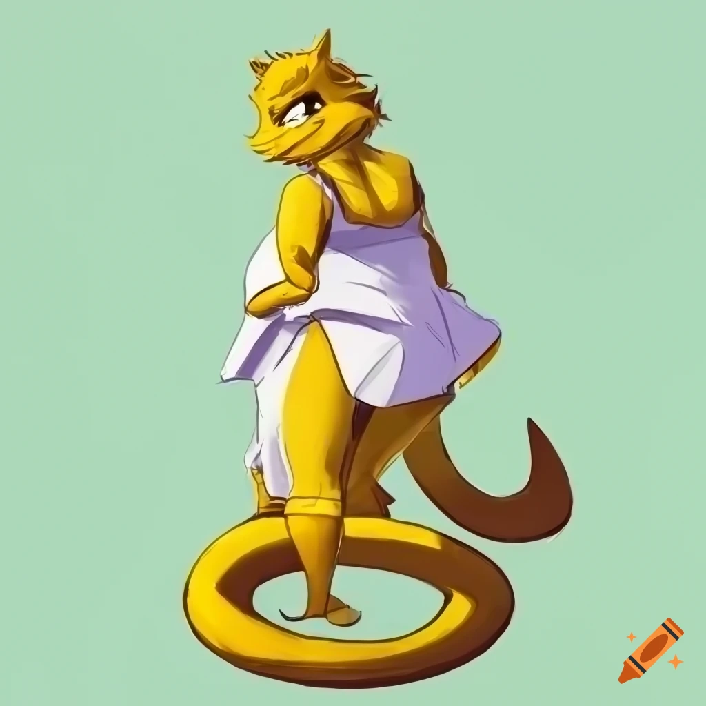 yellow anthro lizard woman wearing a labcoat