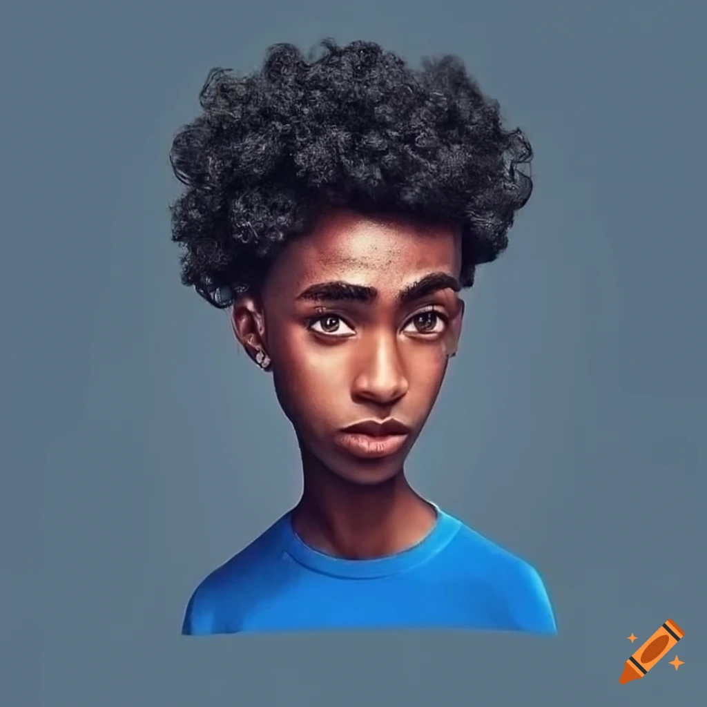 portrait of a stylish man with afro curls and trendy outfit