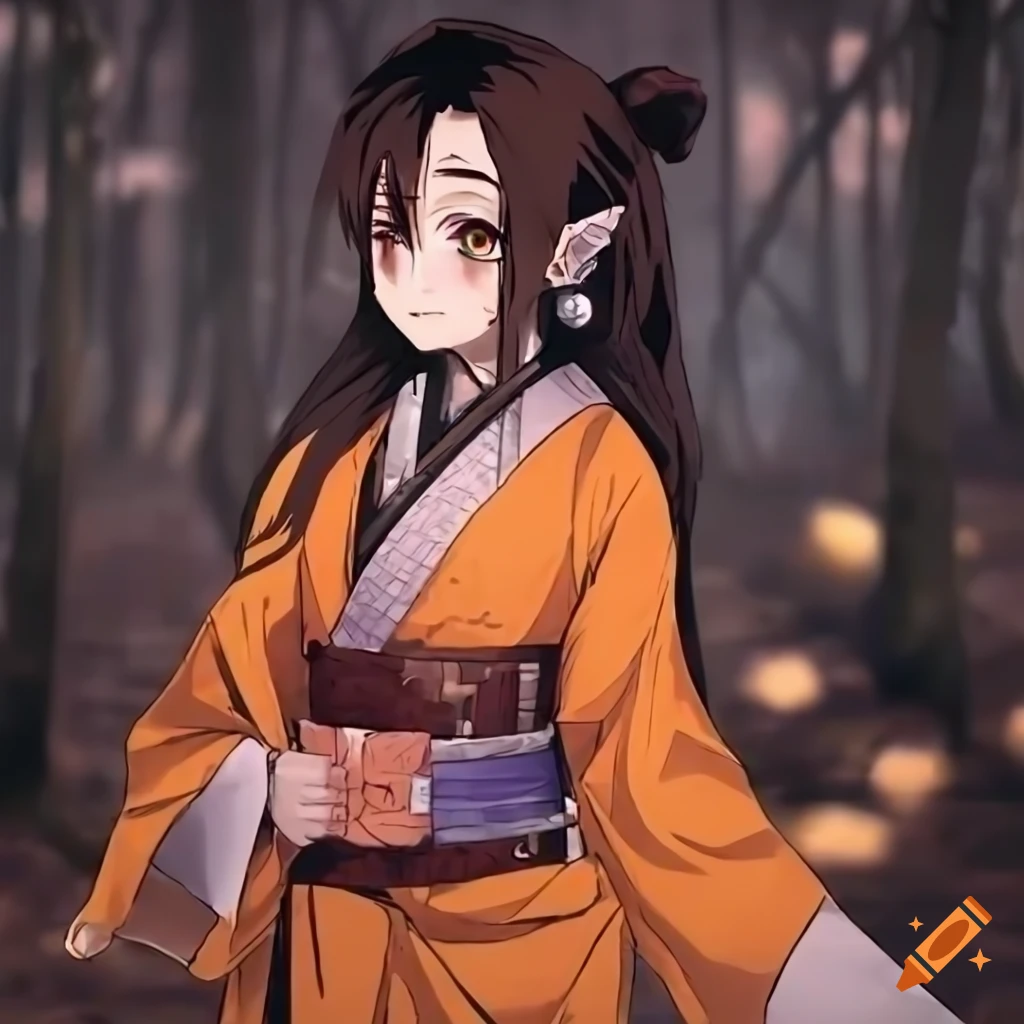 Demon Slayer Walking In The Forest With A Black Cat On Craiyon
