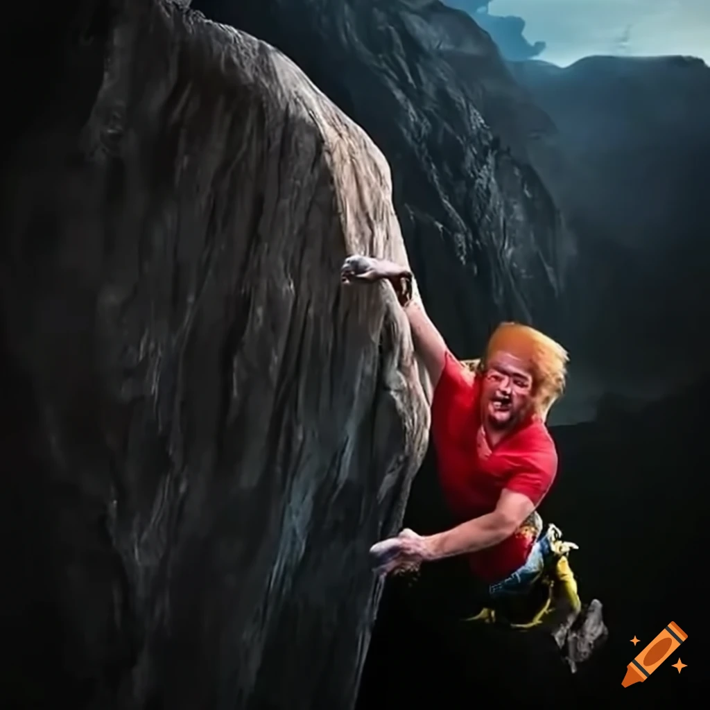 Image of trump rock climbing on Craiyon