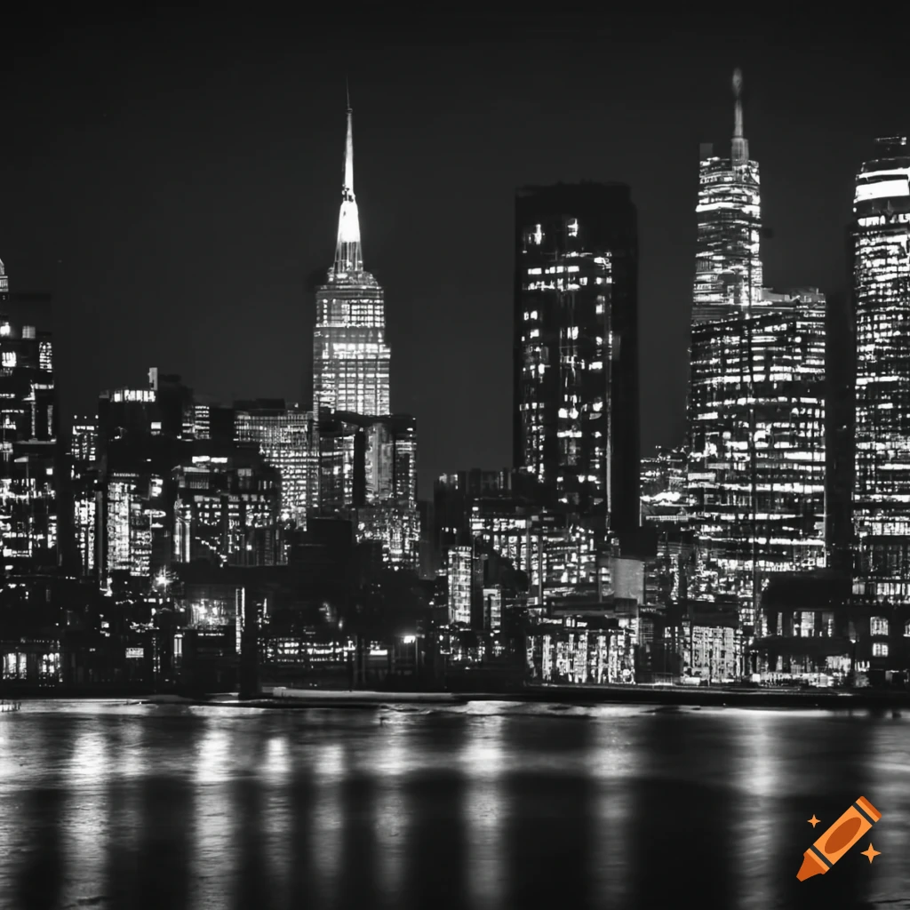 New York City Skyline Black And White Outline Free Manhattan Skyline ...