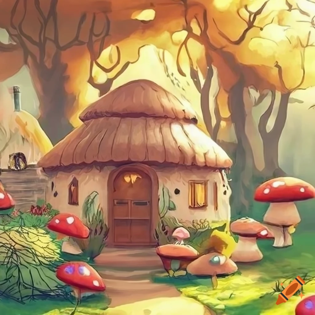 magical artwork of a cozy cottagecore home