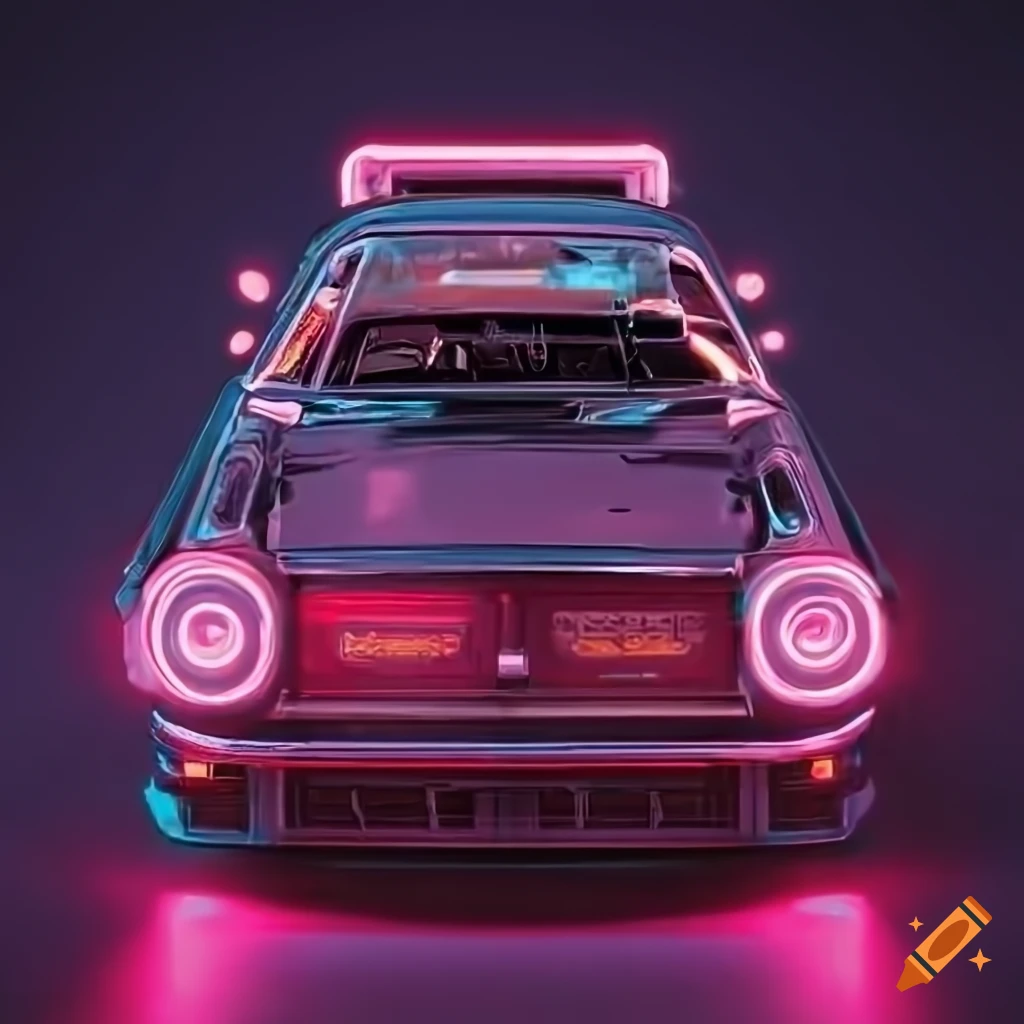 render of a classic sports car with neon lights