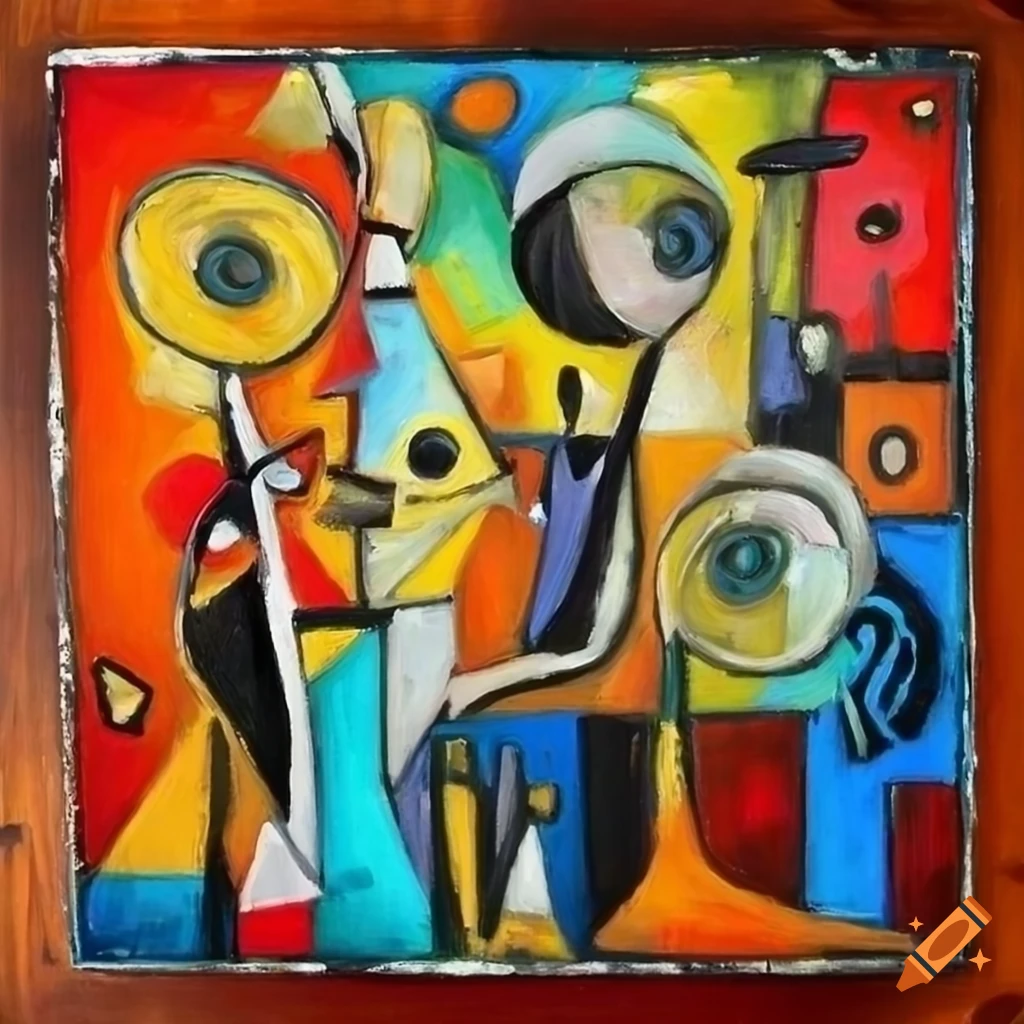 abstract oil painting of musicians