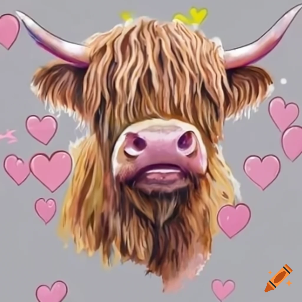 adorable highland cow in a bucket of pastels