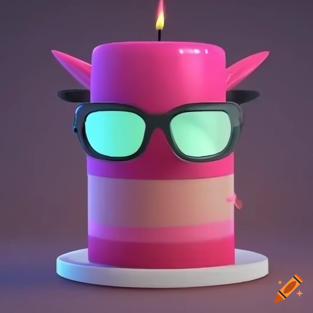 3D render of a cute character cake with pink sunglasses